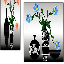 PnF Grey & Black 3 Pieces Wooden Floral Painting Wall Art-picture-21