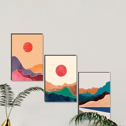 SAF Orange & Green 3 Pieces Modern Art Wall Painting-picture-35