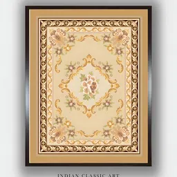 INDIAN CLASSIC ART Beige & Brown Floral Canvas Paintings Wall Art-image-96