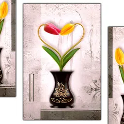 PnF White & Green 3 Pieces Wooden Floral and Botanical Wall Art-picture-42
