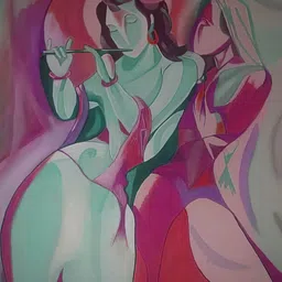 Wallpics Green & Purple Radha Krishna Religious Painting Wall Poster-image-67