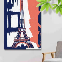 SAF Canvas Blue & Pink Eiffel Tower Waterproof Painting Wal Art-image-98