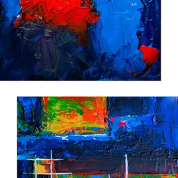 Adventures India Blue & Red 2 Piece Abstract Wooden Painting Wall Art-image-75