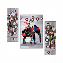 PnF Grey & Red 3 Pieces Wooden Birds and Animals Wall Art-picture-13