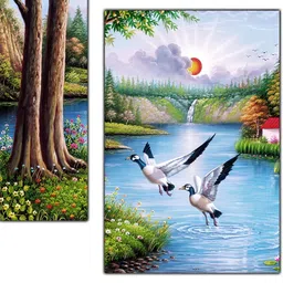 PnF Blue & Green 3 Pieces Floral Wooden Painting Wall Arts-picture-21