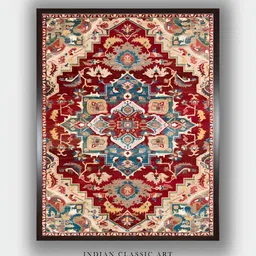 INDIAN CLASSIC ART Cream & Red Canvas Floral and Botanical Wall Art-picture-32