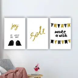 SAF White & Yellow 3 Pieces Painting Waterproof Wall Arts-picture-25