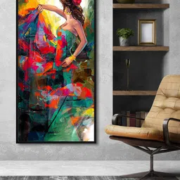 999Store Green & Red Flamenco Dancer Painting Framed Canvas Wall Art-picture-25