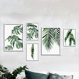 SAF Set Of 5 White & Green Modern Art UV Textured Wall Painting-picture-21