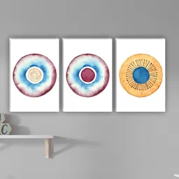 SAF White & Blue 3 Pieces Abstract Matte Finish Wall Art-image-58