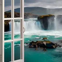 Wallpics Green & White Waterfall Printed High Quality Waterproof Wall Poster-image-92