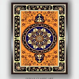 INDIAN CLASSIC ART Orange & Blue Canvas Floral and Botanical Wall Art-image-11