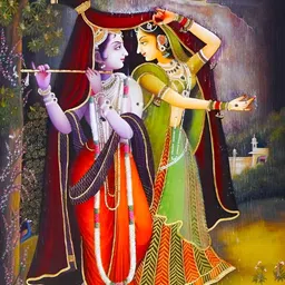 Wallpics Green & Orange Radhakrishna Printed Religious Waterproof Wall Poster-picture-22