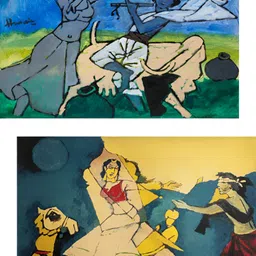 Adventures India Blue & Green 2 Piece Wooden Wall Painting-image-11
