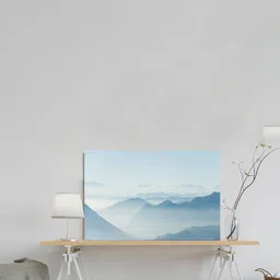 SPACE OF JOY Blue & White Canvas Painting Wall Art-image-59