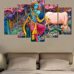 WENS Multicoloured 5 Panels "Krishna Devine Music" Wall Art-image-42