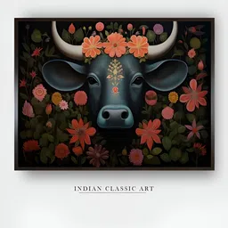 INDIAN CLASSIC ART Blue & Orange Abstract Canvas Wall Art-image-13