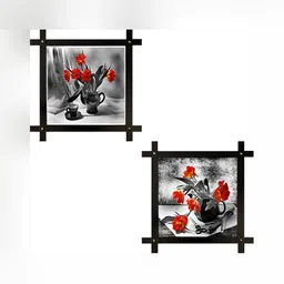 PnF Black & Red 2 Pieces Wooden Painting Wall Art-picture-23