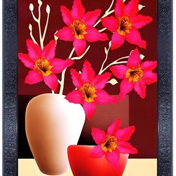 PnF Black & Pink Wooden Floral and Botanical Painting Wall Art-picture-42