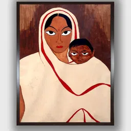 INDIAN CLASSIC ART Brown & Off White Indian Folk Painting Wall Art-picture-17