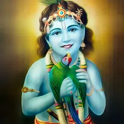 Wallpics Green & Brown Lord Krishna Printed Waterproof Wall Poster-image-25