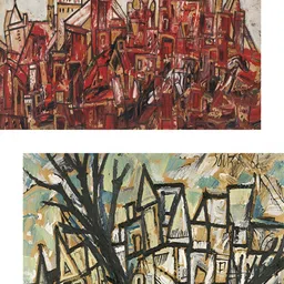 Adventures India Red & Burgundy 2 Pieces Wooden Painting Wall Arts-image-90