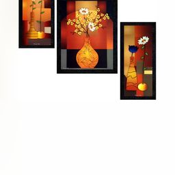 PnF Black & Red 3 Pieces Floral And Botanical Wall Arts-picture-48