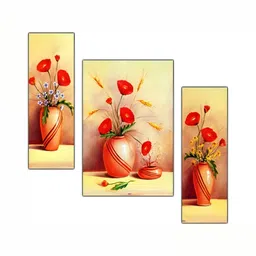 PnF Yellow & Red 3 Pieces Floral Wooden Painting Wall Arts-picture-39
