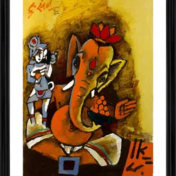 Adventures India Yellow & Orange Wooden Religious Wall Painting-image-15