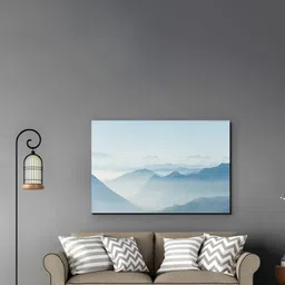 SPACE OF JOY White & Blue Abstract Canvas Painting Wall Art-picture-38