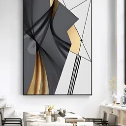 THE HANDMADE FLAIR Black & Grey Geometric Shapes Abstract Crystal Porcelain  Wall Art-picture-13