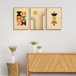 999Store Set Of 3 Brown  Abstract Painting Wall Art-image-23
