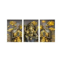 999Store Gold-Toned & Yellow 3 Pieces Canvas Religious Painting Wall Arts-picture-15