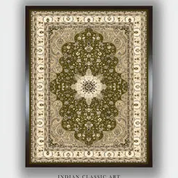 INDIAN CLASSIC ART Beige & Green Wooden Wall Art-picture-15
