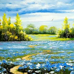 Wallpics Blue & Green Floral and Botanical Paper Painting Wall Sticker-image-9