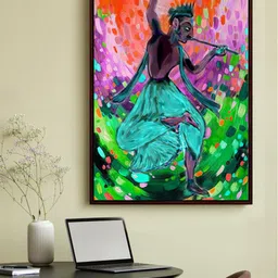 999Store Red Blue Lord Krishna Dancing With Flute Wall Art Painting-picture-33