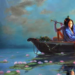 Wallpics Blue & Yellow Religious Paper Paintings Wall Art-image-88
