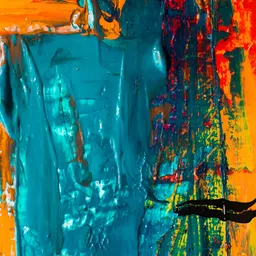 Adventures India Orange & Blue Wooden Abstract Painting Wall Art-picture-34