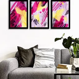 WENS Set Of 3 Multicoloured Floral Wall Art Painting-image-82