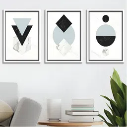 Aura White & Black 3 Pieces Wood Abstract Wall Paintings-picture-26