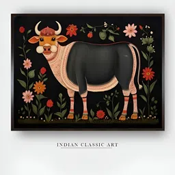 INDIAN CLASSIC ART Green & Red Wooden Paintings Wall Art-picture-21