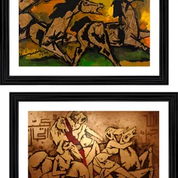 Adventures India Beige & Yellow 2 Pieces Wooden Painting Wall Arts-image-19