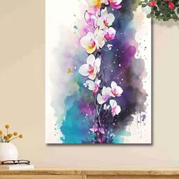 SAF White & Blue Floral Canvas Waterproof Wall Art-picture-15
