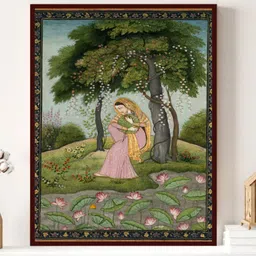 INDIAN CLASSIC ART Green & Pink Royal Princess Printed Framed Wall Art-picture-12