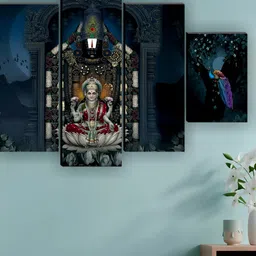 SAF Grey & Blue 5 Pieces Tirupati Balaji Religious Wall Painting-picture-16