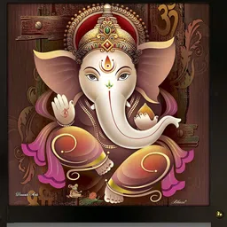 PnF Black & Brown Lord Ganesha Religious Wooden Painting Wall Art-image-14