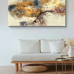 999Store Cream Colored & Yellow Abstract Leaf Art Modern Painting Wall Art-image-47