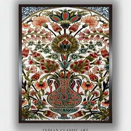 INDIAN CLASSIC ART White & Green Wooden Painting Wall Art-picture-19