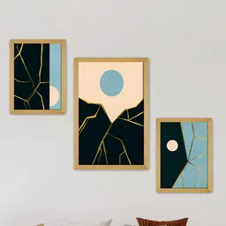 SAF Black & Brown 3 Pieces Modern Art Premium Painting Framed Wall Art-image-24