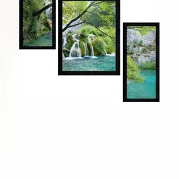 PnF Blue & Green Paper Floral and Botanical Wall Painting-image-0